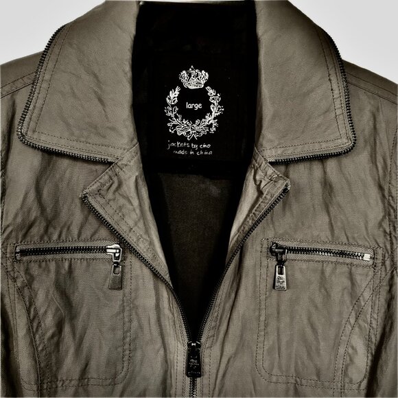 Utility Jacket by Cino Beige Waterproof Zipper Pockets & Sleeves Wm Sz L NWOT - Picture 6 of 12